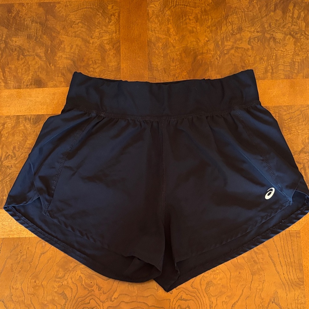 Asics Women's Black Athletic Shorts with Logo Accent